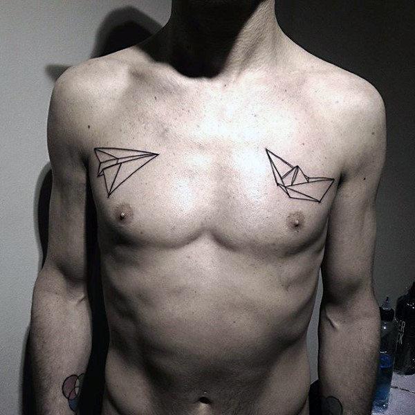90 Origami Tattoo Designs für Männer - Gefaltete Papiertinte Ideen  