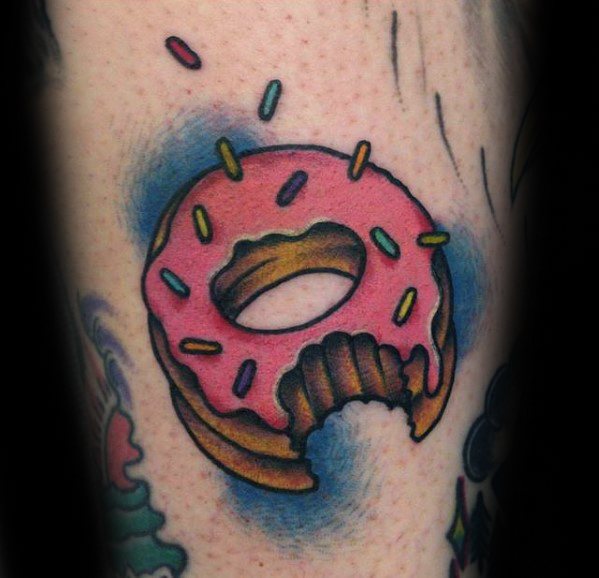 50 Donut Tattoo Designs für Männer - Süßigkeiten Tinte Ideen  