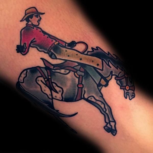 40 Rodeo Tattoo Designs für Männer - Bocken Bronco Ink Ideen  