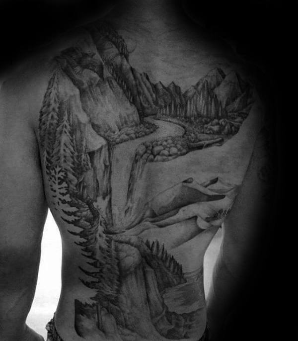 90 Landschaft Tattoos für Männer - Scenic Design-Ideen  