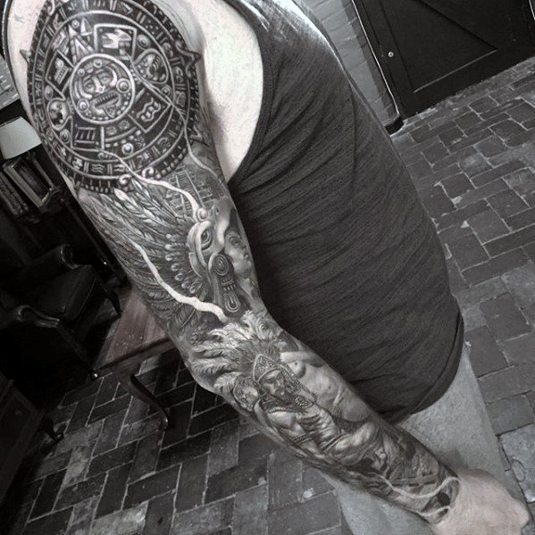 40 Mayakalender Tattoo Designs für Männer - Tzolkin-Tinten-Ideen  