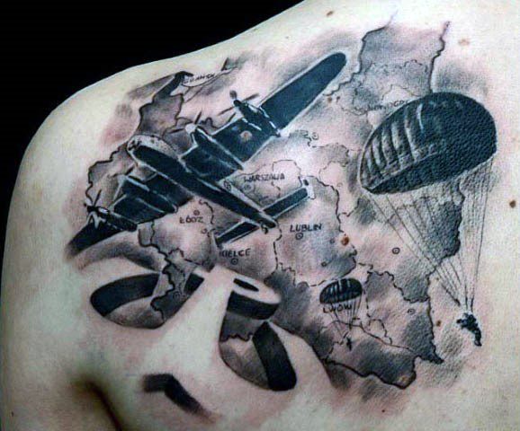 30 Fallschirm Tattoo Designs für Männer - Sky Diving Ink Ideen  