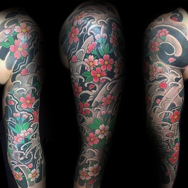 50 japanische Blumen Tattoo Designs für Männer - Floral Ink Ideen  