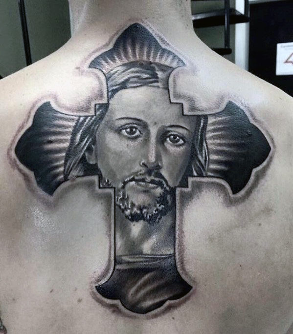 40 Jesus Zurück Tattoo Designs für Männer - religiöse Tinte Ideen  