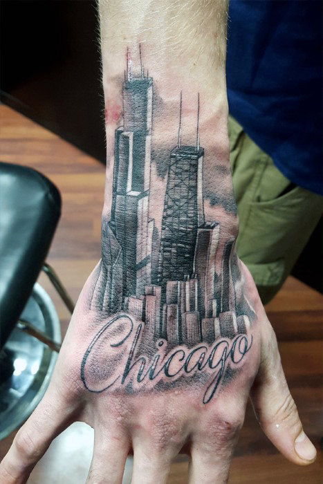 20 Chicago Skyline Tattoo Designs für Männer - Urban Center Ink  