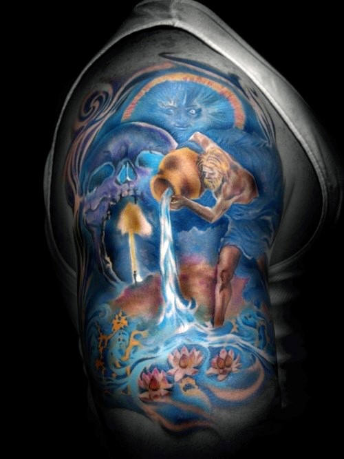 70 Wassermann Tattoos für Männer - astrologische Tinte Design-Ideen  