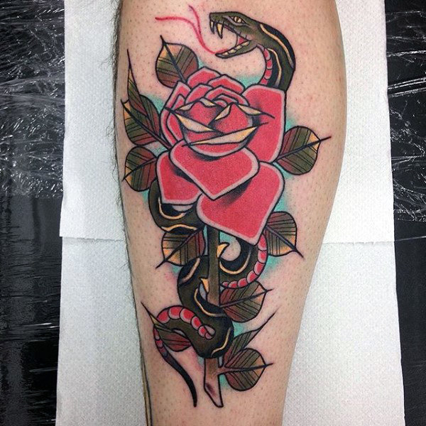 50 traditionelle Rose Tattoo Designs für Männer - Blumen-Tinte-Ideen  