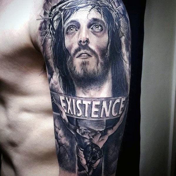 60 3D Jesus Tattoo Designs für Männer - religiöse Tinte Ideen  