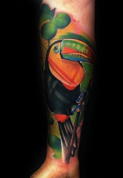 50 Tukan Tattoo Designs für Männer - große Schnabel Vogel Tinte Ideen  