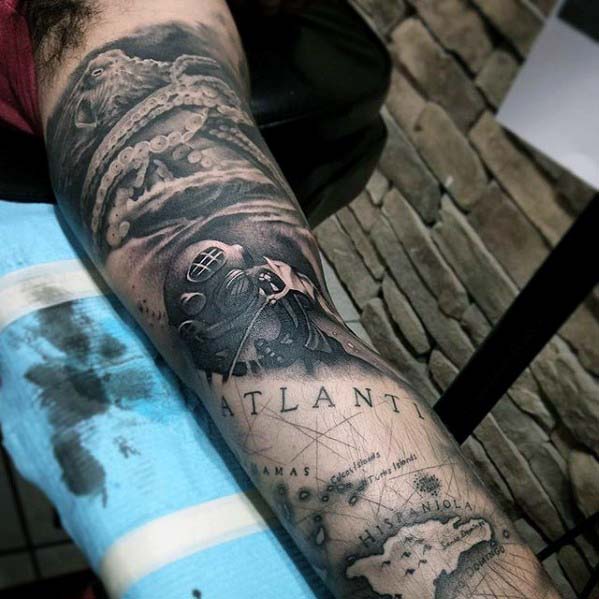 40 nautische Ärmel Tattoos für Männer - Seafaring Ink Deisgn Ideen  