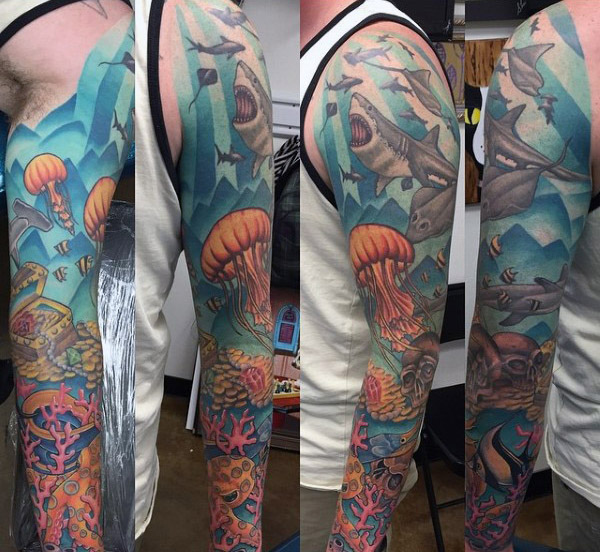 50 Korallenriff Tattoo-Designs für Männer - Aquatic Ink Mastery  