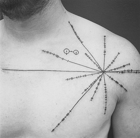 50 Pulsar Karte Tattoo Designs für Männer - Pioneer Plaque Ink Ideen  