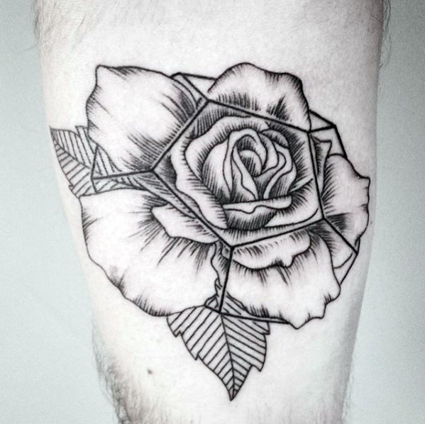 40 geometrische Rose Tattoo Designs für Männer - Blumen-Tinte-Ideen  