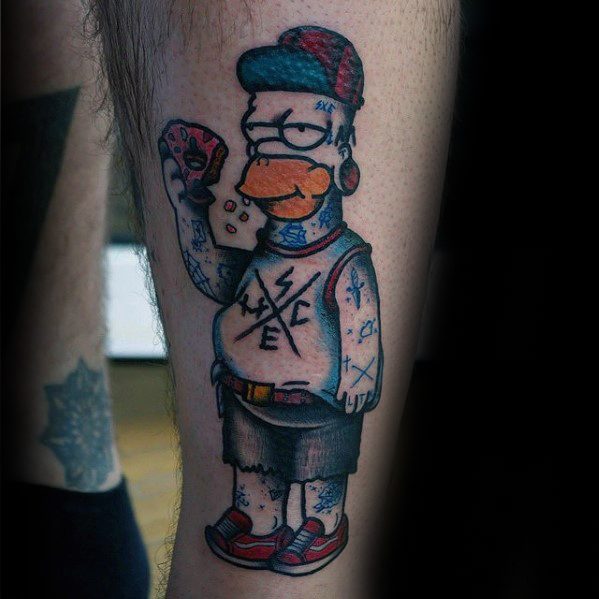 50 Homer Simpson Tattoo Designs für Männer - Die Simpsons Ink Ideen  