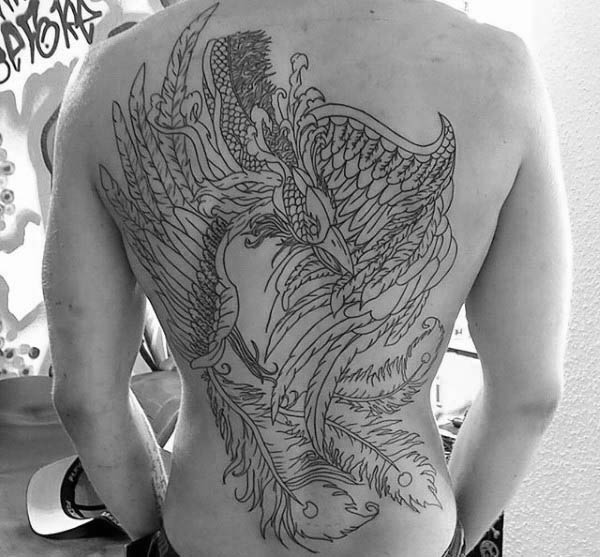 40 Phoenix Zurück Tattoo Designs für Männer - Flaming Bird Ideen  