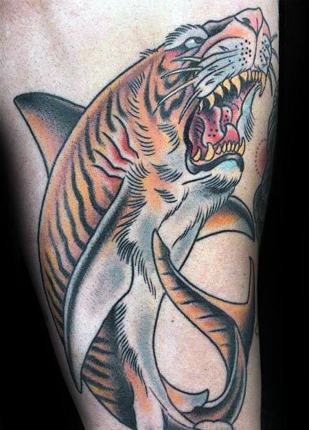 50 Tiger Shark Tattoo Designs für Männer - Sea Tiger Ink Ideen  