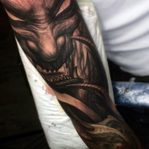 90 Dämon Tattoos für Männer - Devilish Exterieur Design-Ideen  