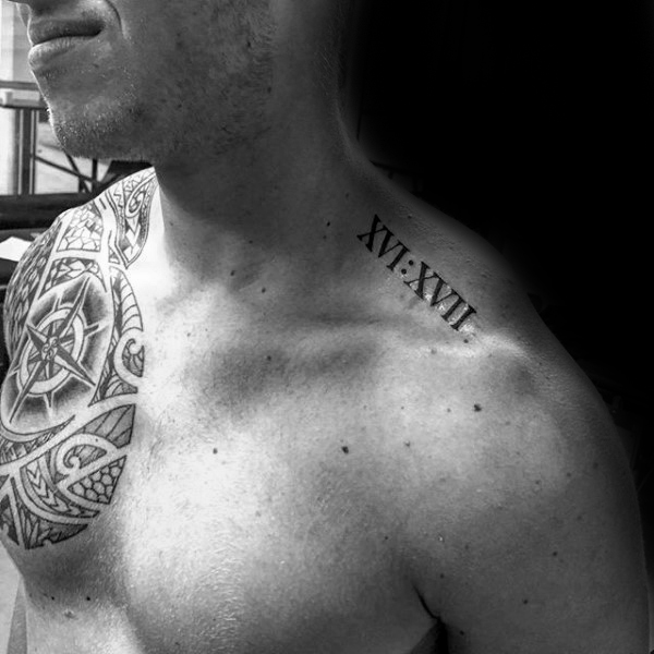 100 römische Zahl Tattoos für Männer - Manly Numerical Ink Ideen - Mann