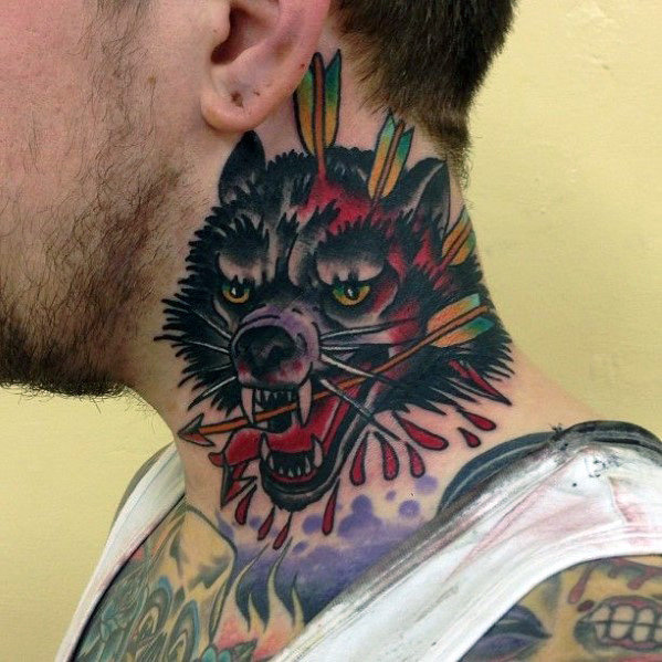 Top 40 besten Hals Tattoos für Männer - klein bis stark eingefärbt Köpfe  