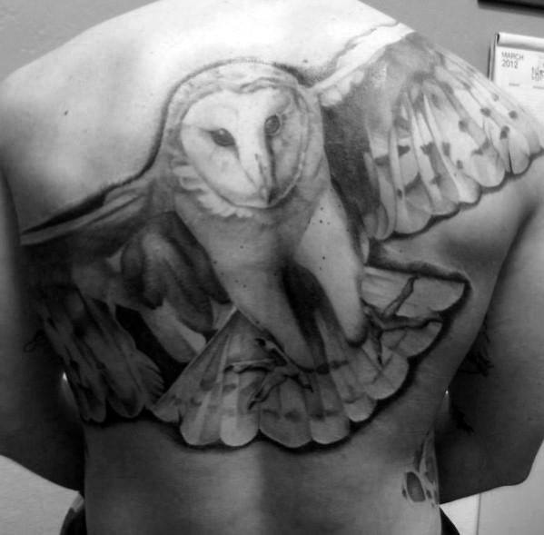 40 Eule zurück Tattoo Designs für Männer - coole Vogel Tinte Ideen  