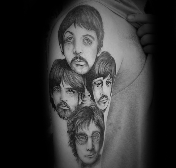 50 Beatles Tattoos für Männer - Englisch Rock Band Design-Ideen  