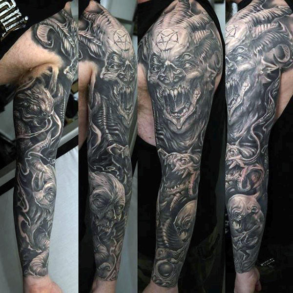 90 Dämon Tattoos für Männer - Devilish Exterieur Design-Ideen  