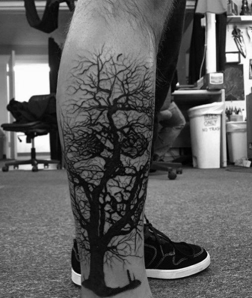 40 Tree Leg Tattoo Design-Ideen für Männer - Rooted Ink  