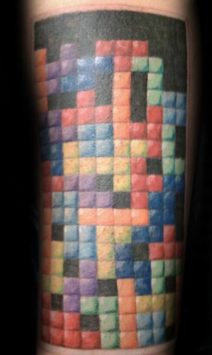 40 Tetris Tattoo Designs für Männer - Videospiel-Tinten-Ideen  