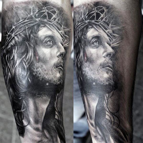 60 3D Jesus Tattoo Designs für Männer - religiöse Tinte Ideen  