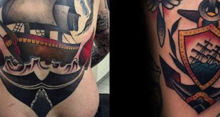 70 traditionelle Anker Tattoo Designs für Männer - Vintage Ideen  