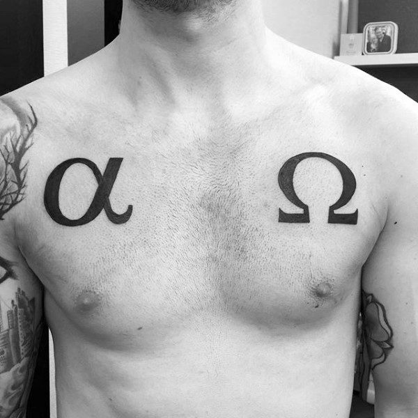 30 Alpha Omega Tattoo Designs für Männer - Griechische Grandeur  