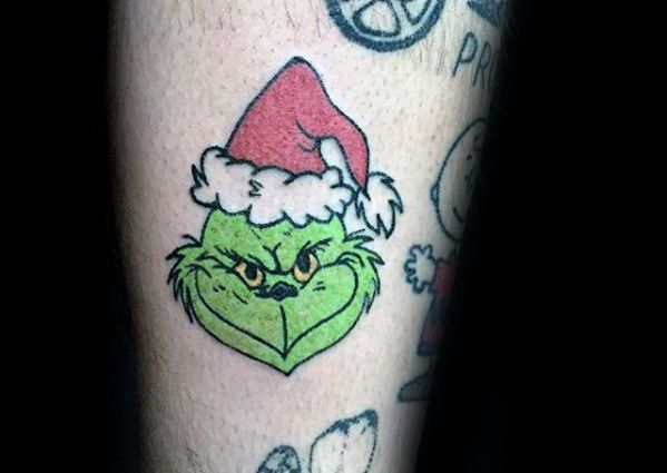 30 Grinch Tattoos für Männer - Dr. Seuss Design-Ideen  