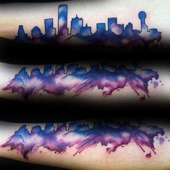 20 Dallas Skyline Tattoo Designs für Männer - Texas Ink Ideen  