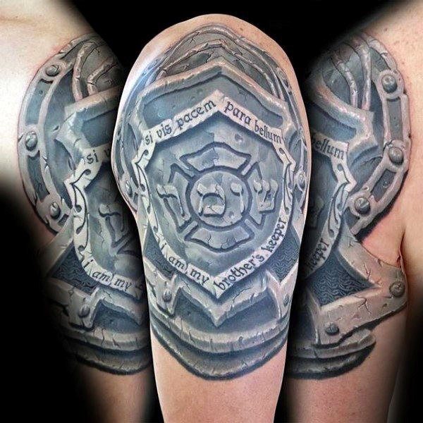 Top 70 besten Schild Tattoo Design-Ideen für Männer - Armor Body Art  