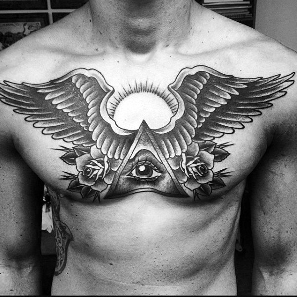 40 Wing Chest Tattoo Designs für Männer - Freedom Ink Ideen  