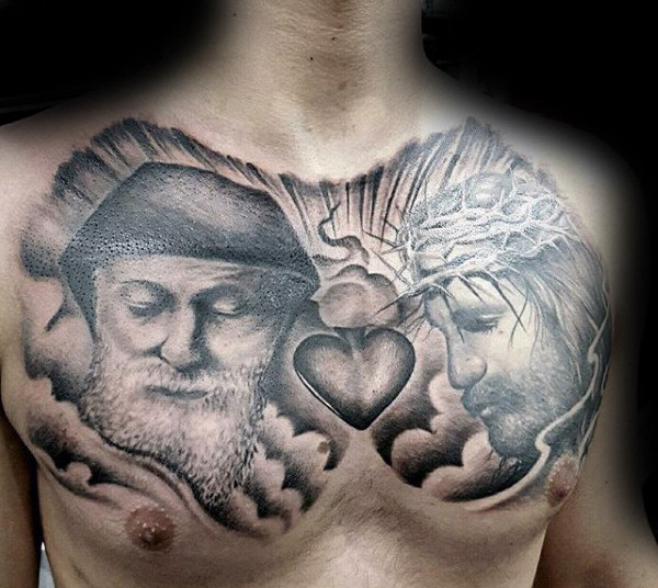 100 Sacred Heart Tattoo Designs für Männer - religiöse Tinte Ideen  