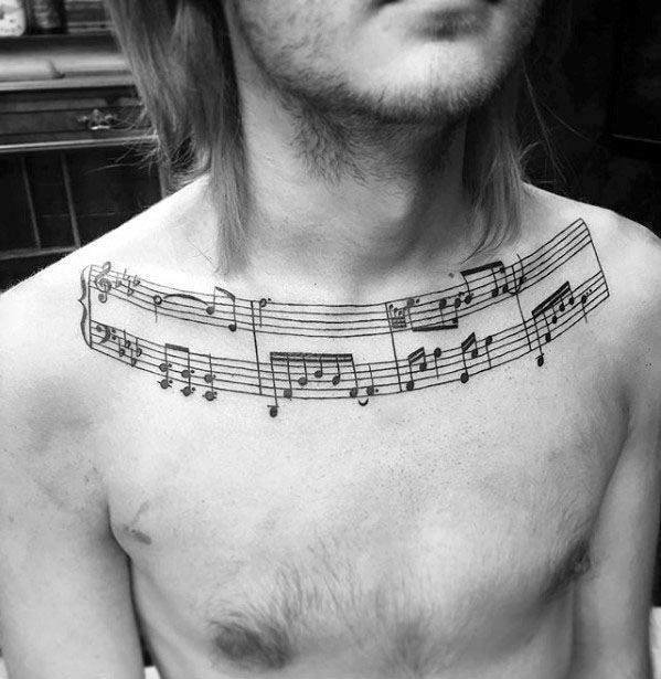 50 Musik Staff Tattoo Designs für Männer - Musical Pitch Ink Ideen  
