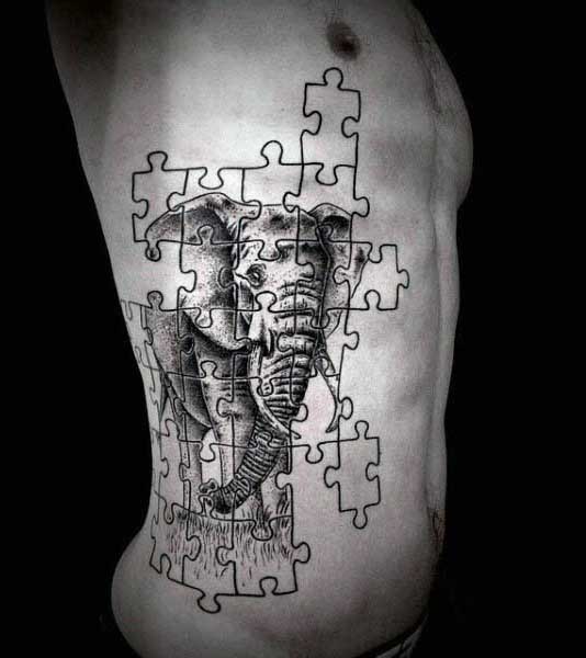 70 Puzzleteil Tattoo Designs für Männer - Ideen für einen neugierigen Geist  