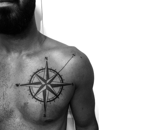 50 einfache Kompass Tattoos für Männer - gerichtete Design-Ideen  