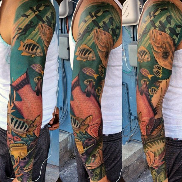 75 Angeln Tattoos für Männer - Reel In Manly Design-Ideen  