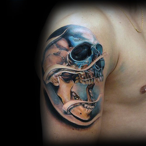 50 realistische Schädel Tattoos für Männer - Maskulin Design-Ideen  