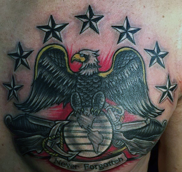 90 Marine Tattoos für Männer - Semper Fi Ink Design-Ideen  