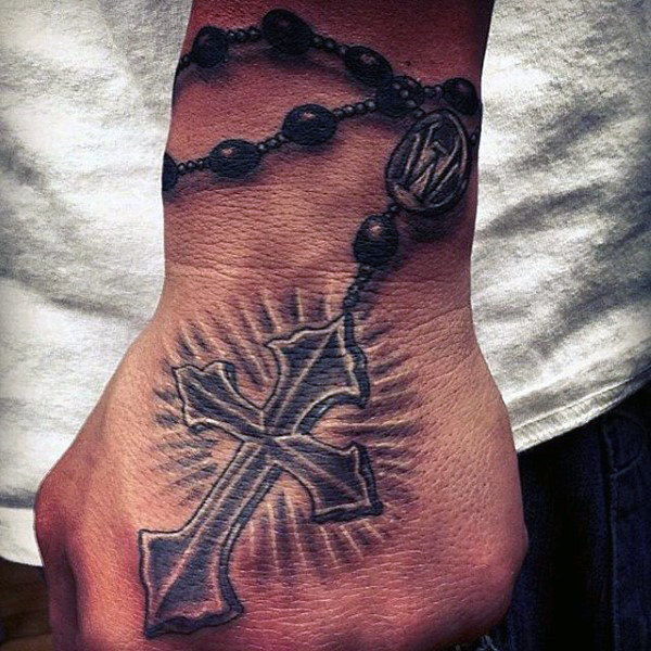 100 Rosenkranz-Tattoos für Männer - heilige Gebets-Tinten-Entwürfe  