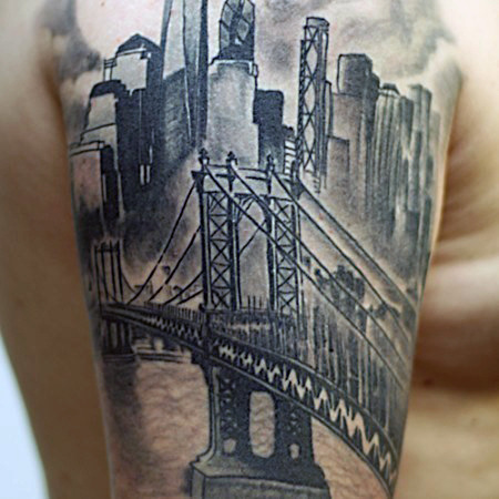 60 Brooklyn Bridge Tattoos für Männer - New York City Design-Ideen  