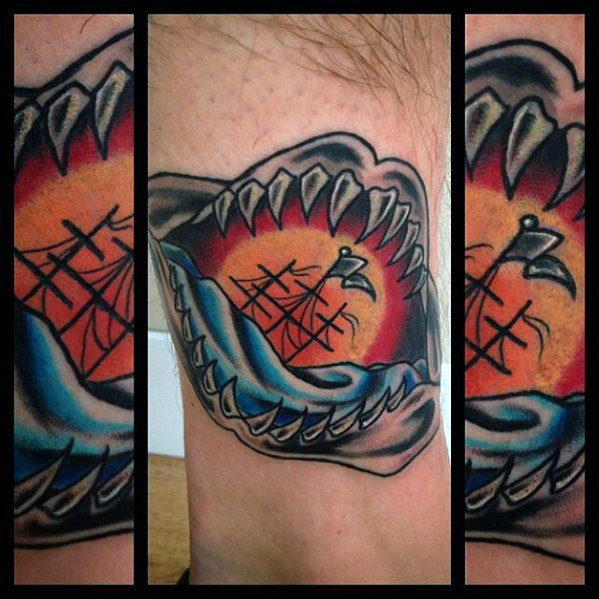 60 Shark Jaw Tattoo Designs für Männer - ein Biss Tinte Ideen  