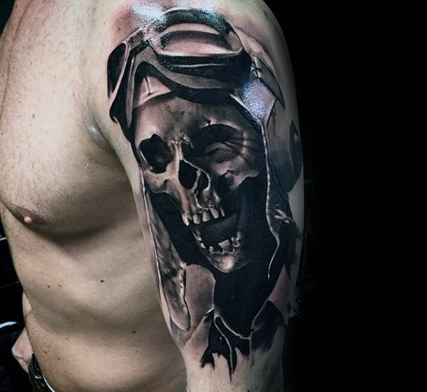 50 3D Skull Tattoo Designs für Männer - Cool Cranium Ink Ideen  