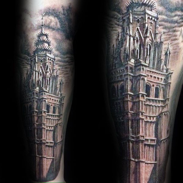 90 Building Tattoos für Männer - Architektur Ink Design-Ideen  