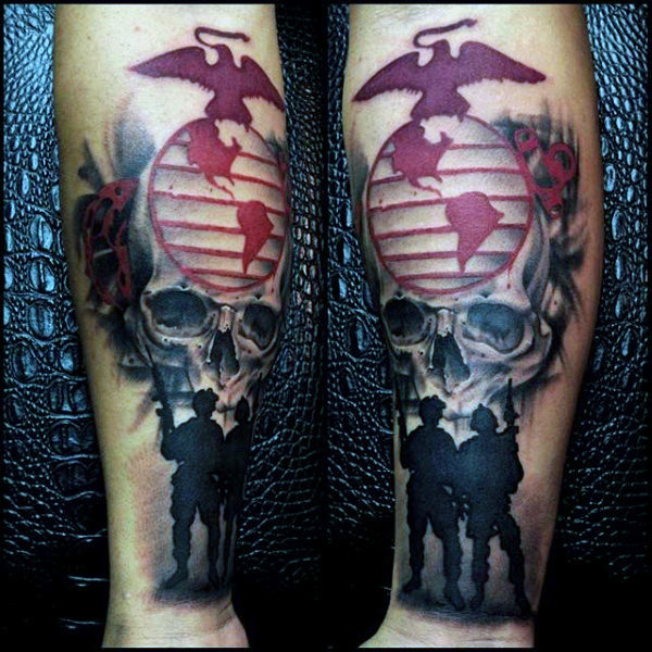 90 Marine Tattoos für Männer - Semper Fi Ink Design-Ideen  
