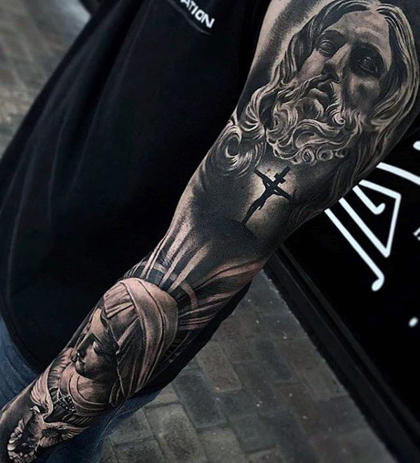 60 3D Jesus Tattoo Designs für Männer - religiöse Tinte Ideen  