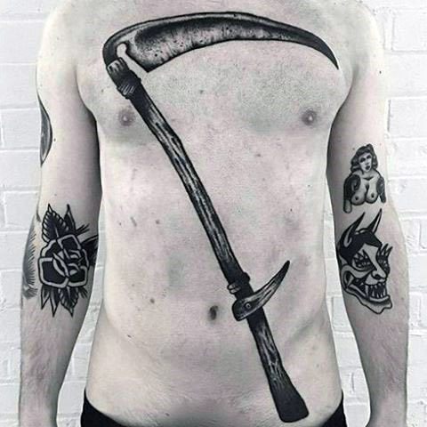 50 Scythe Tattoo Designs für Männer - Curved Blade Ink Ideen  